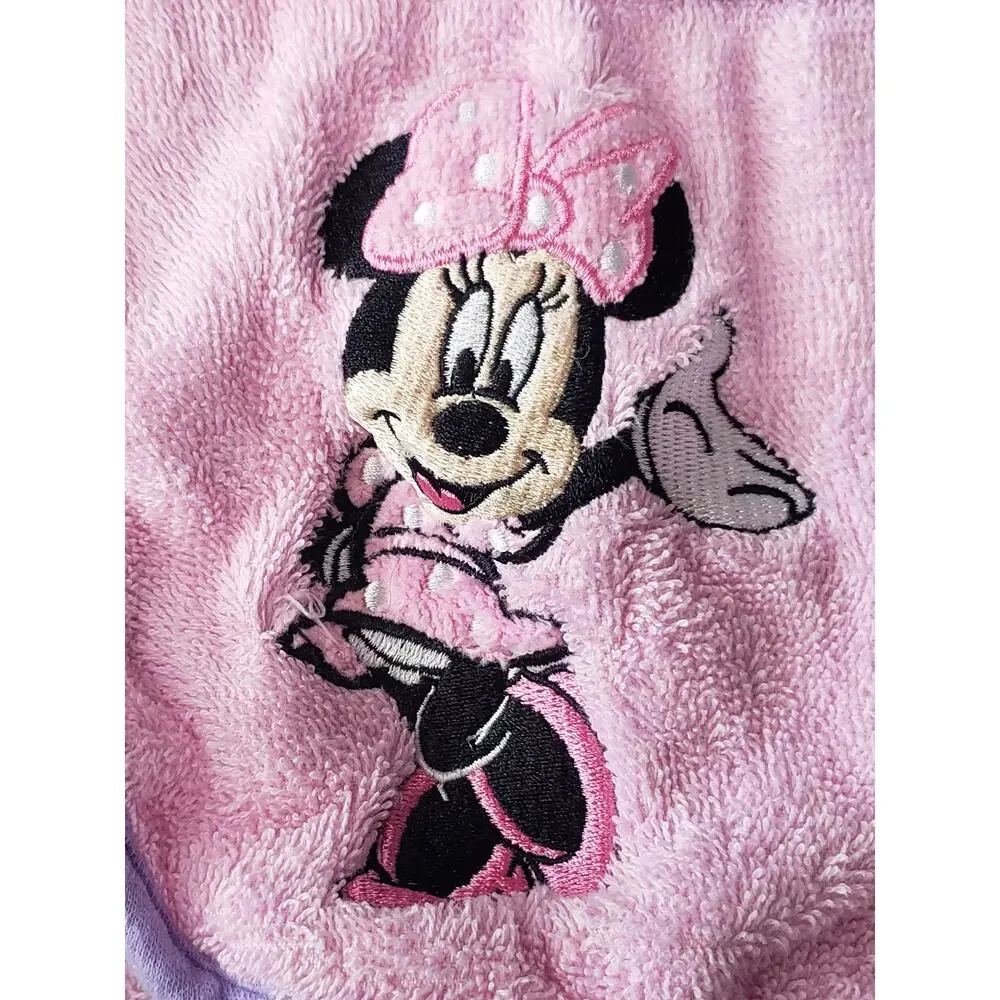 Disney Baby Minnie Mouse Hooded Bath Robe w. Ears & Bow | Size 0-9